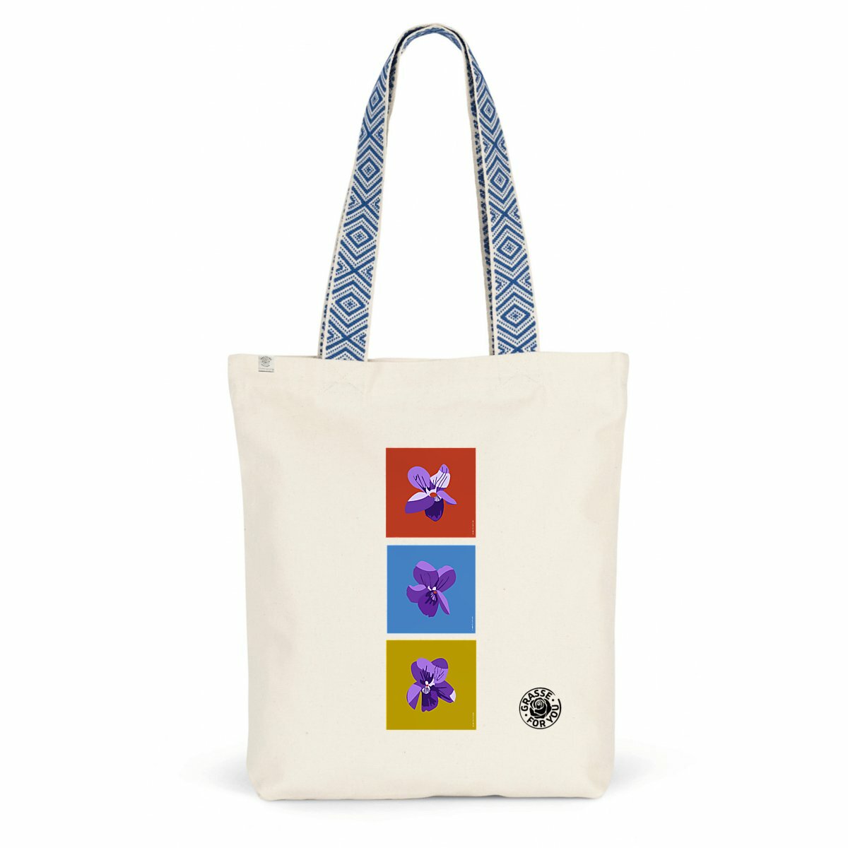Tote bag tribal Les 3 violettes de Grasse - face_0