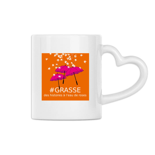Mug à anse en forme de coeur Grasse histoires à l'eau de roses - face_0