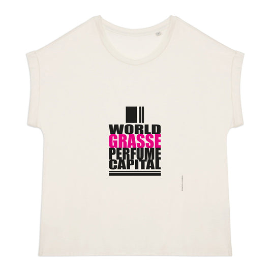 T-shirt femme manches à revers World Grasse perfume - face_0