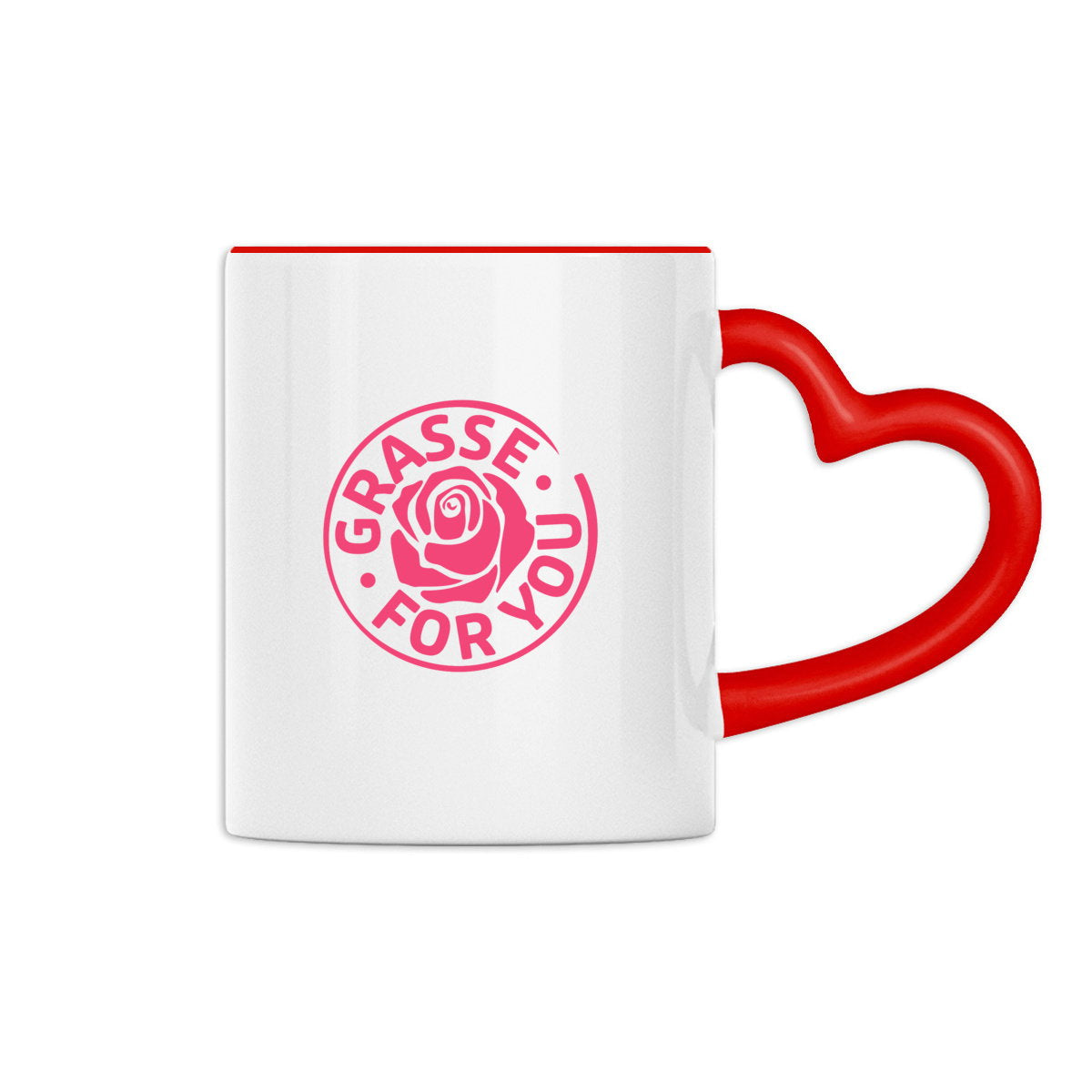 Mug à anse en forme de coeur Grasse for you rose - face_1