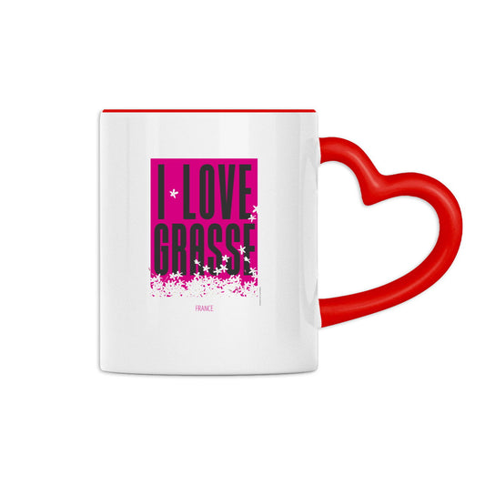 Mug à anse en forme de coeur I love Grasse - face_1