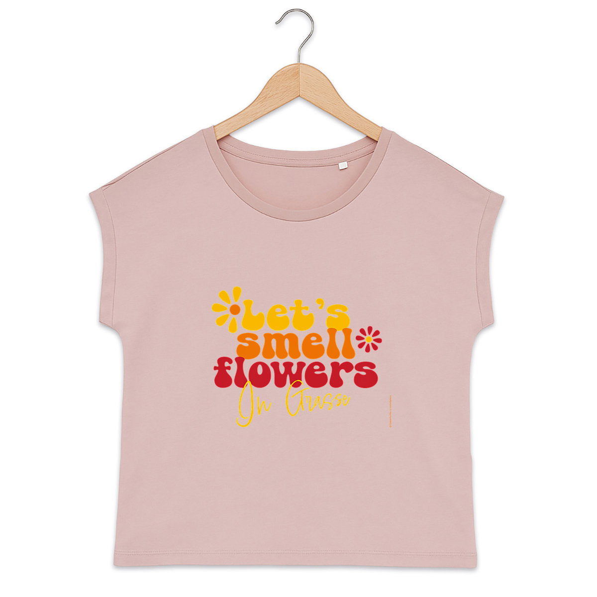 T-shirt femme manches à revers Let's smell flowers in Grasse - face_3