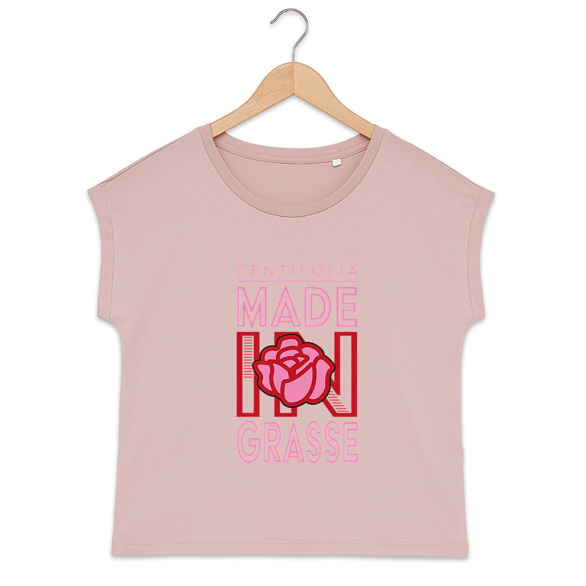 T-shirt femme manches à revers Centifolia made in Grasse - face_3