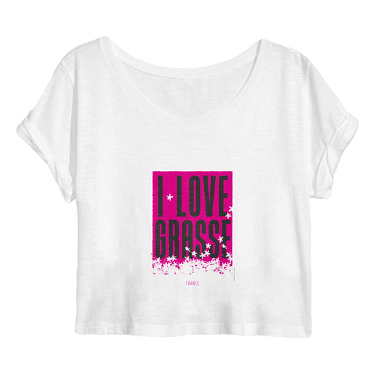 Crop top Femme I love Grasse - face_blanc