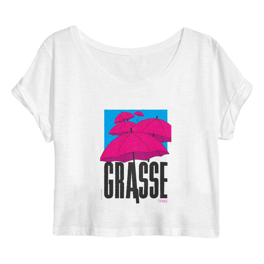 Crop top Femme Grasse Parapluies - face_blanc