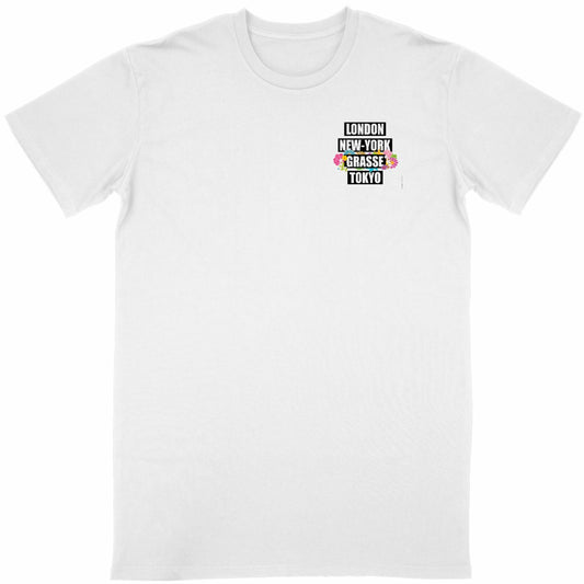 T-shirt Unisexe Classique London NY Grasse fleuri R/V - face_blanc