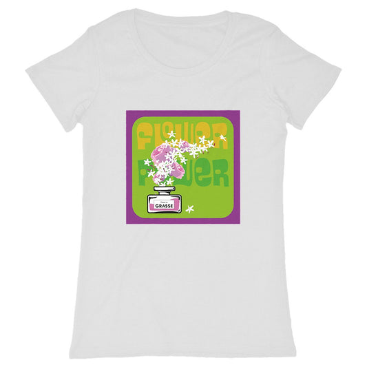 T-shirt Femme Classique Flower power mauve - face_blanc