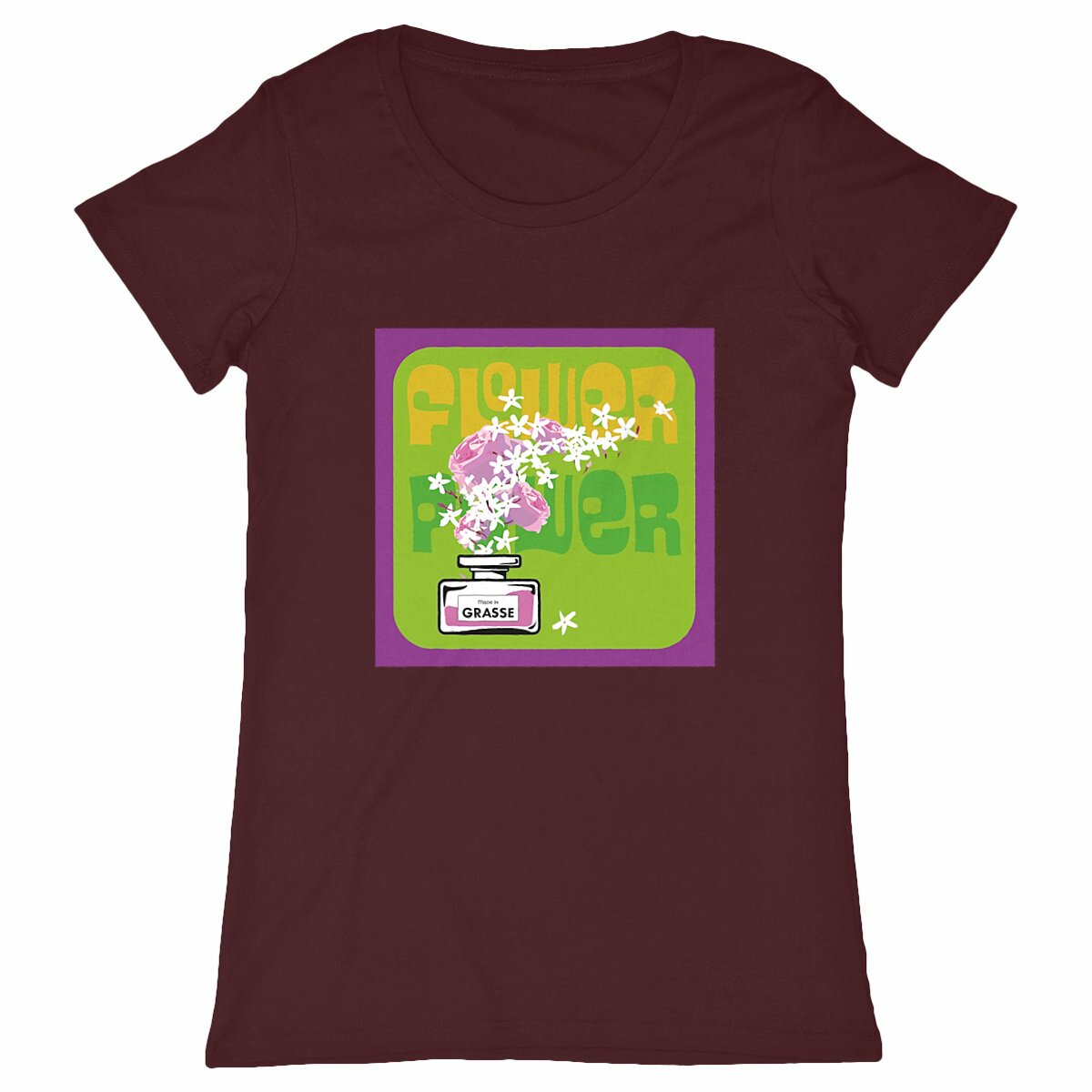 T-shirt Femme Classique Flower power mauve - face_bordeaux
