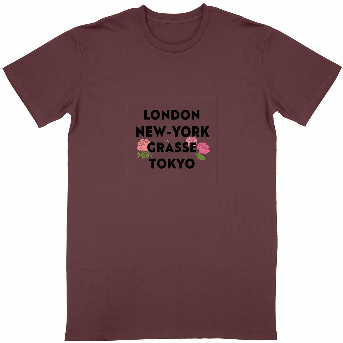 T-shirt Unisexe Classique London Grasse fleuri - face_bordeaux