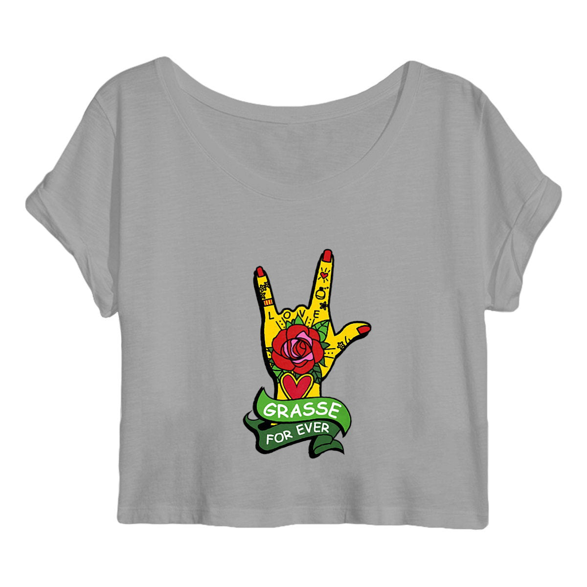 Crop Top Femme I love Grasse Rock - face_gris