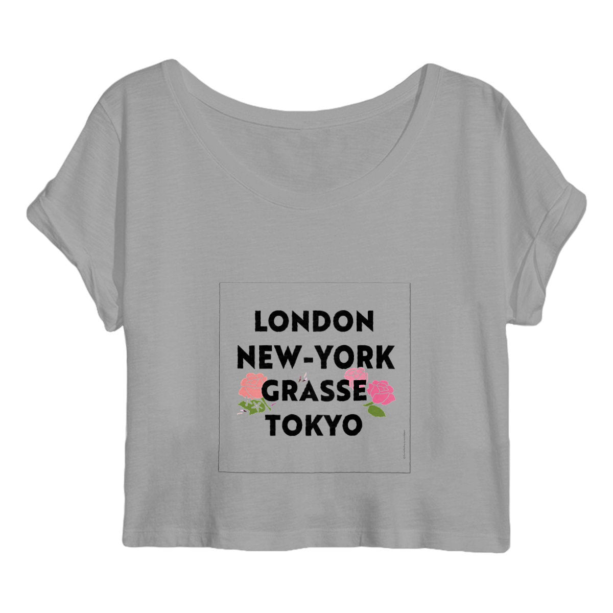Crop top Femme London NY Grasse fleuri - face_gris