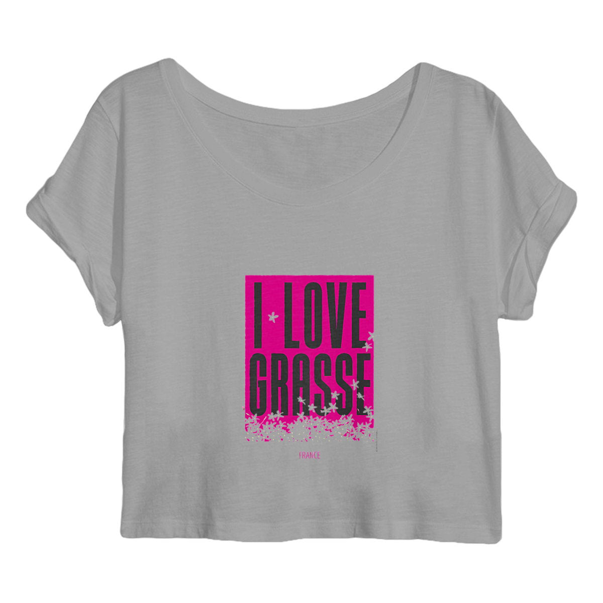 Crop top Femme I love Grasse - face_gris