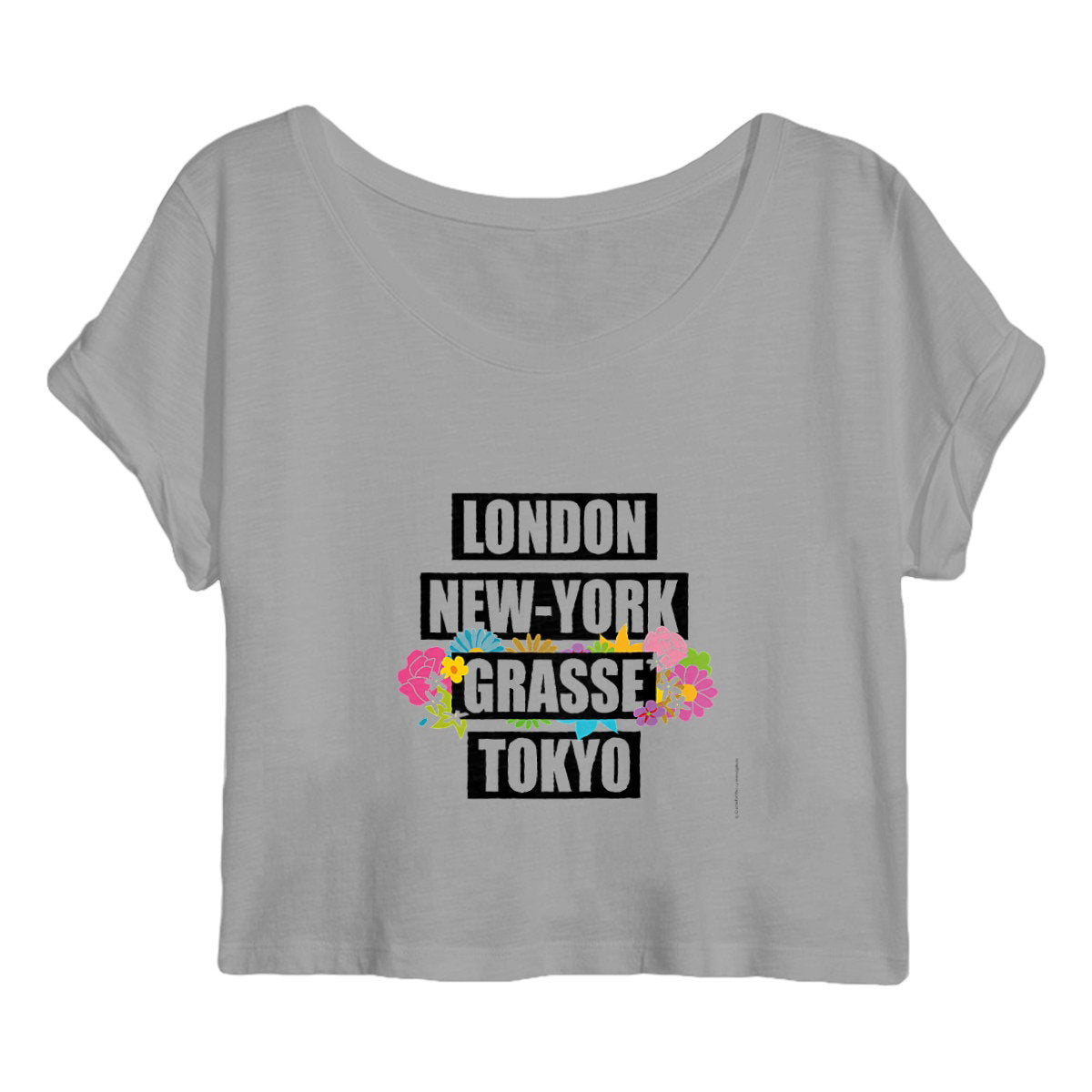 Crop top Femme London Grasse fleuri - face_gris