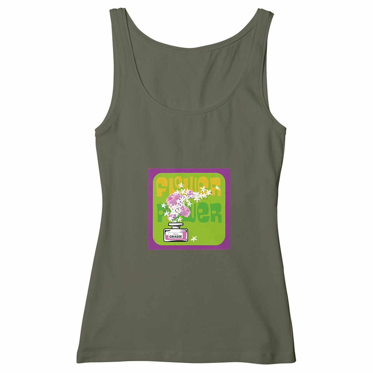 Débardeur Femme Cintré flower power purple - face_kaki