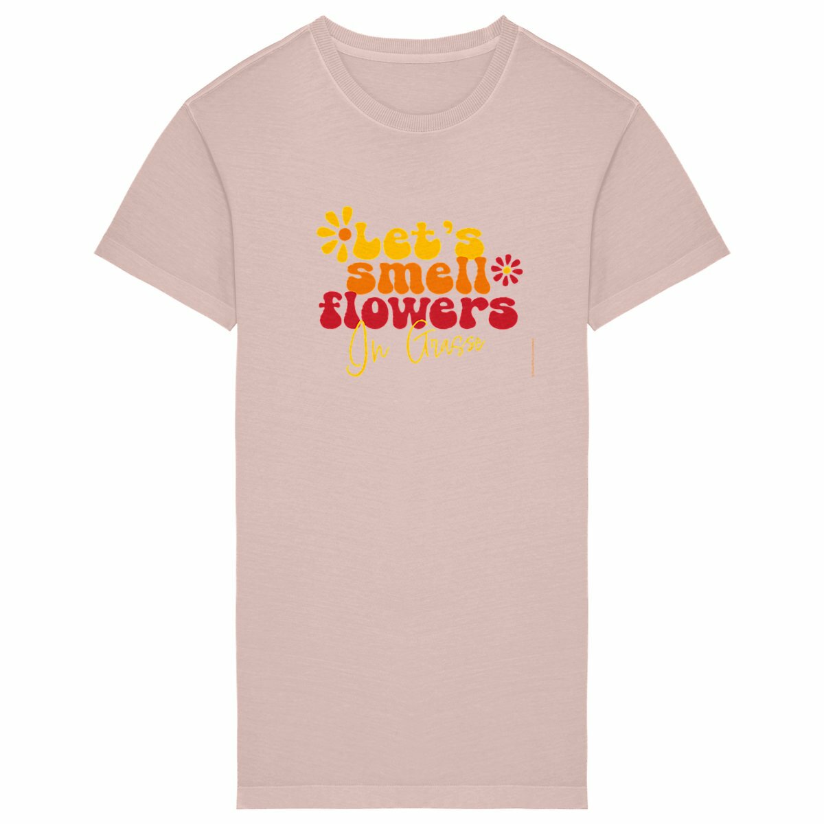 Robe T-shirt Vintage Femme let's smell flowers in Grasse - face_petalrose