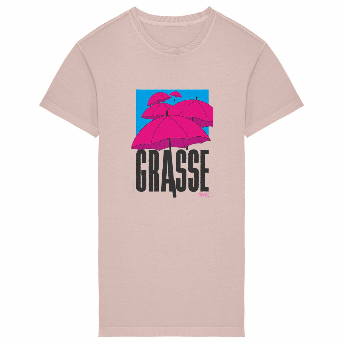 Robe T-shirt Vintage Femme Grasse Parapluie - face_petalrose