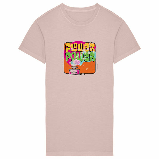 Robe T-shirt Vintage Femme flower power - face_petalrose