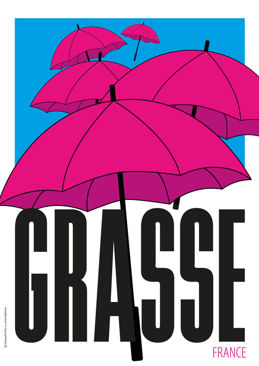 Affiche Grasse Parapluies