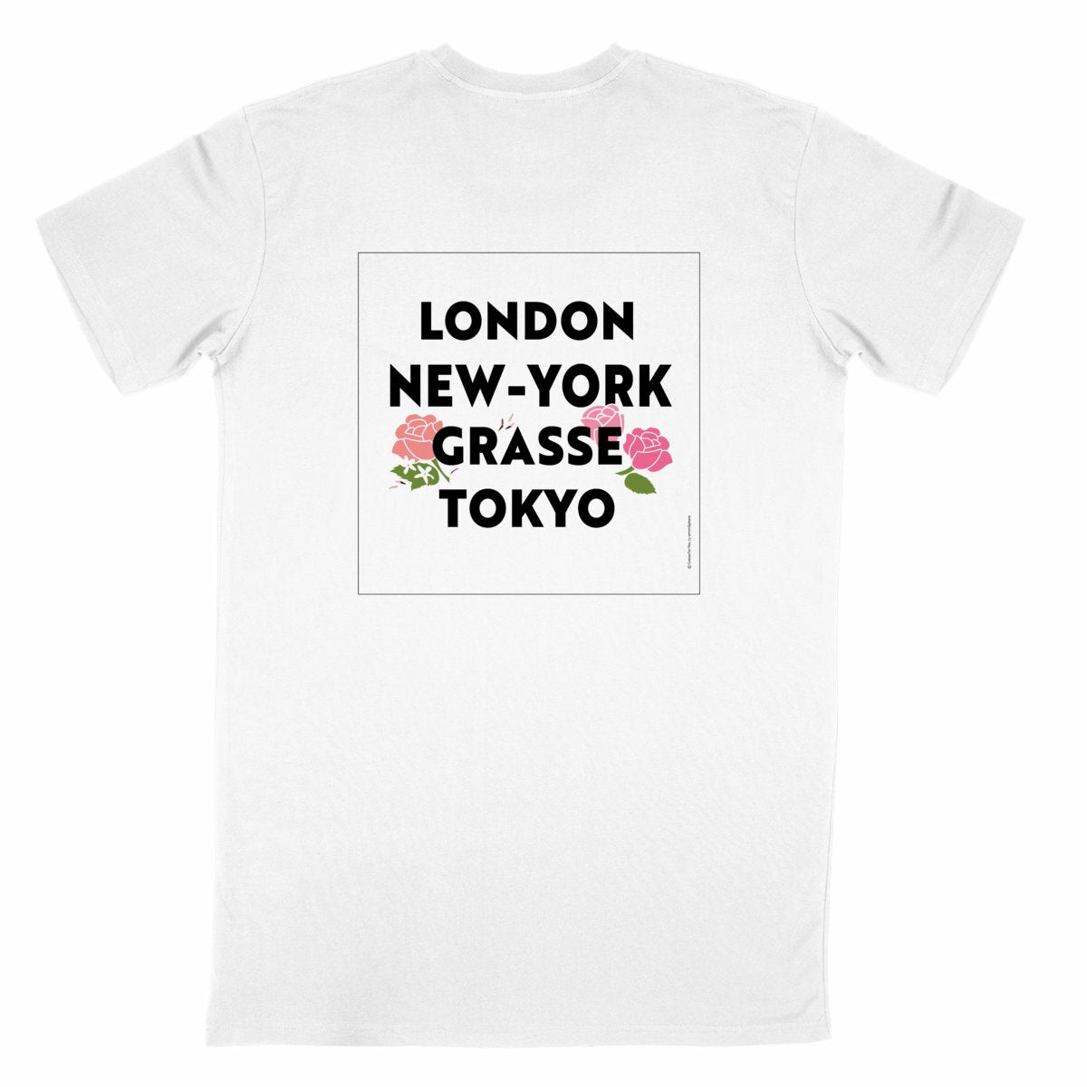 T-shirt Unisexe Classique London Grasse fleuri R/V - dos_blanc
