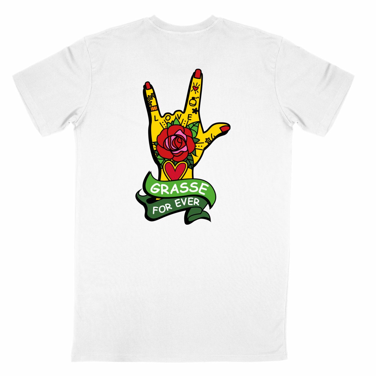 T-shirt Unisexe Classique Main Grasse for ever R/V - dos_blanc