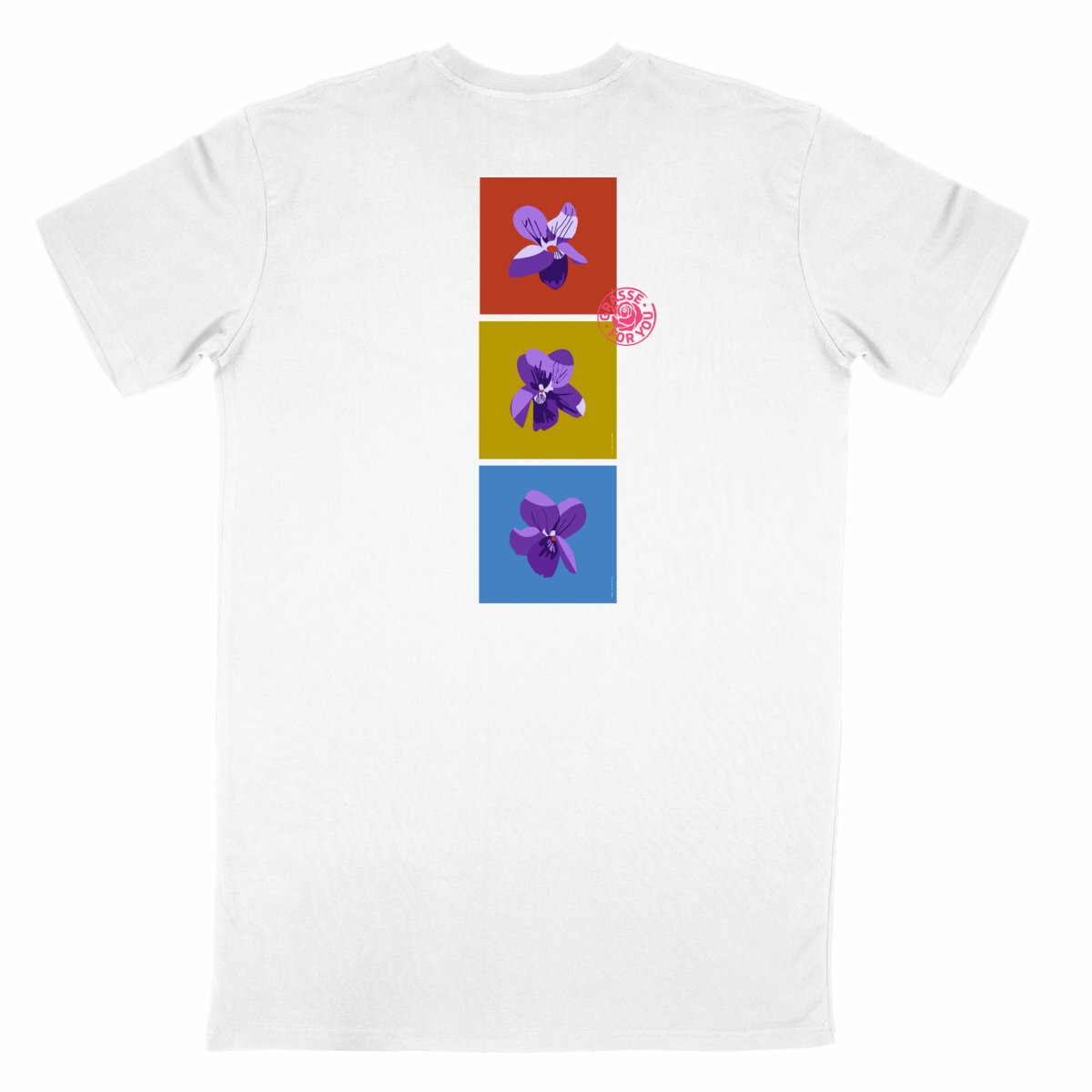 T-shirt Unisexe Classique les 3 violettes de Grasse R/V - dos_blanc