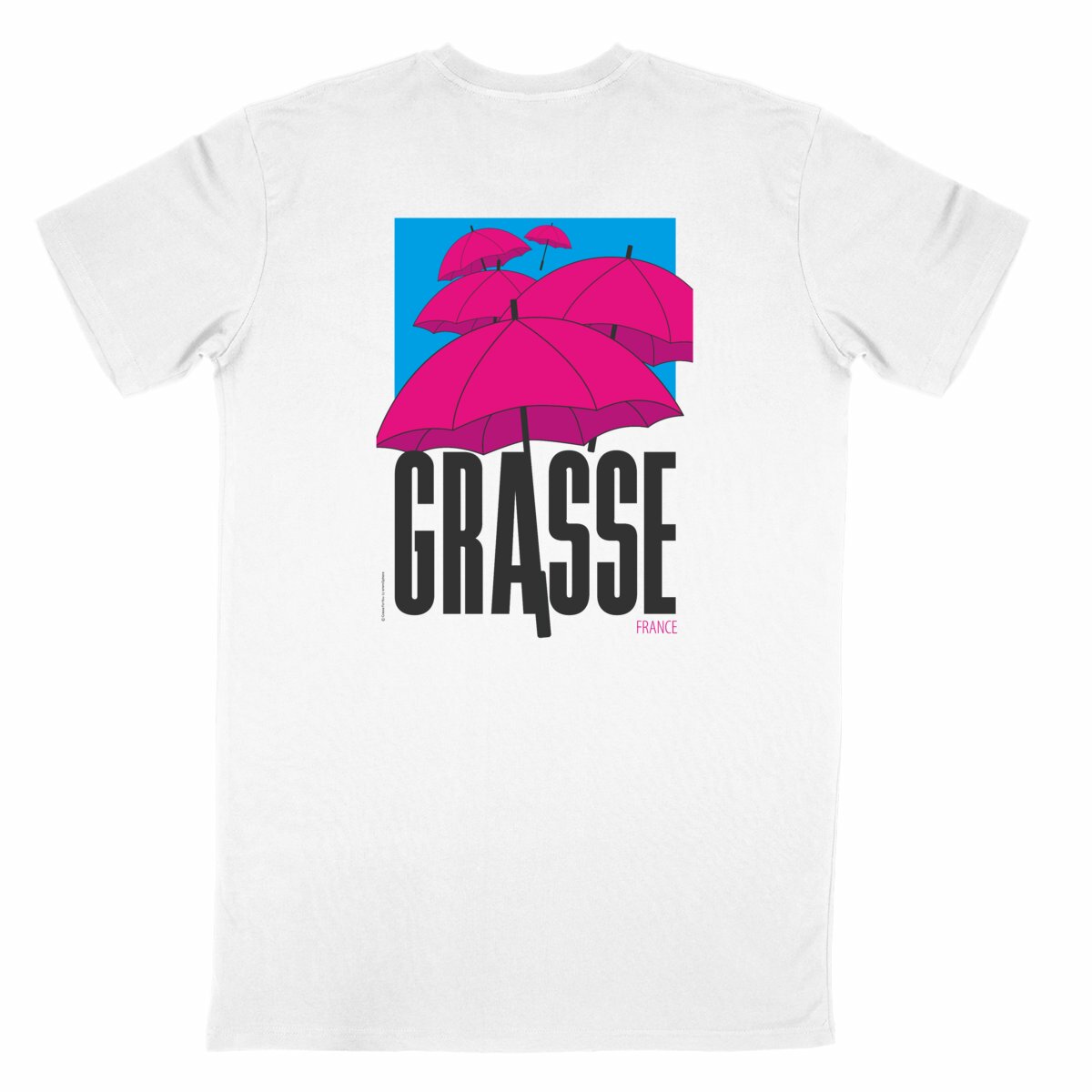 T-shirt Unisexe Classique Grasse Parapluies R/V - dos_blanc
