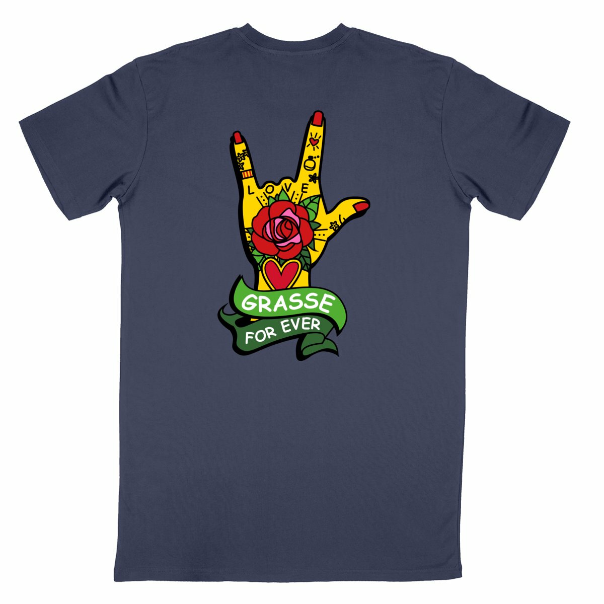 T-shirt Unisexe Classique Main Grasse for ever R/V - dos_bleumarine