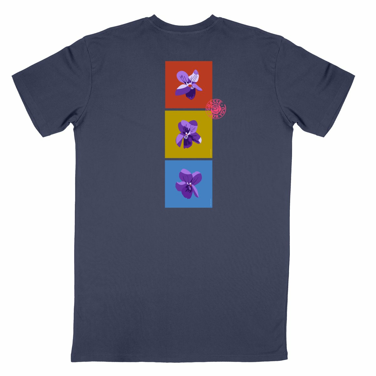 T-shirt Unisexe Classique les 3 violettes de Grasse R/V - dos_bleumarine