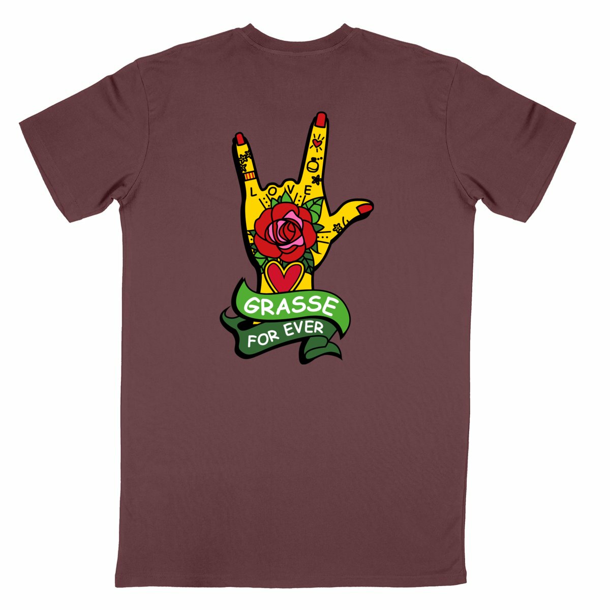 T-shirt Unisexe Classique Main Grasse for ever R/V - dos_bordeaux