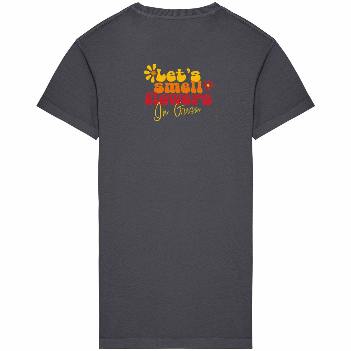 Robe T-shirt Vintage Femme let's smell flowers in Grasse - dos_grisanthracite