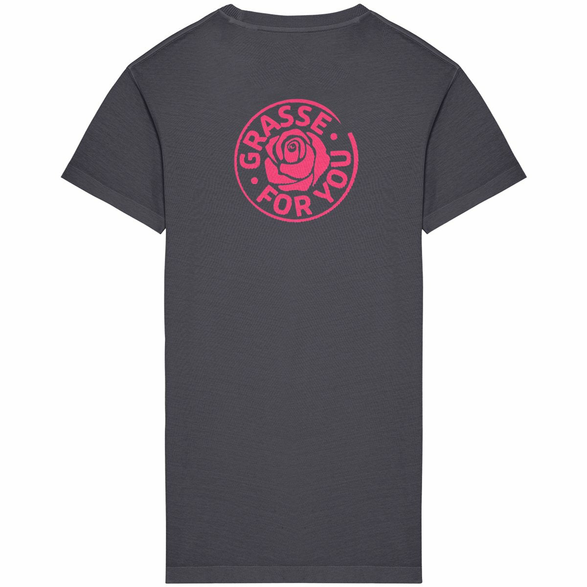 Robe T-shirt Vintage Femme Grasse for you rose R/V - dos_grisanthracite