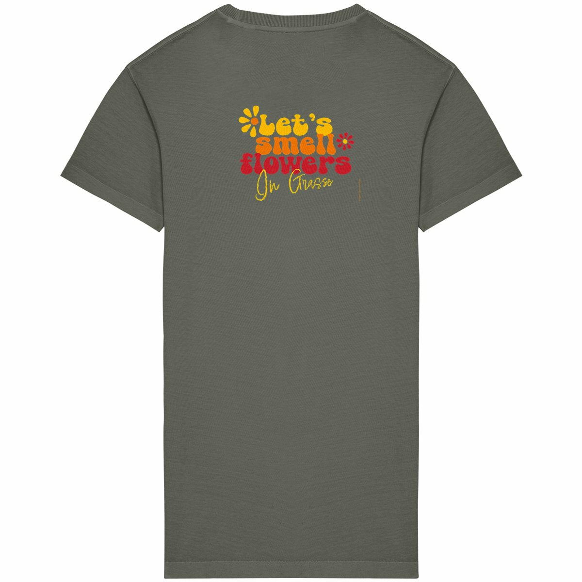 Robe T-shirt Vintage Femme let's smell flowers in Grasse - dos_kaki