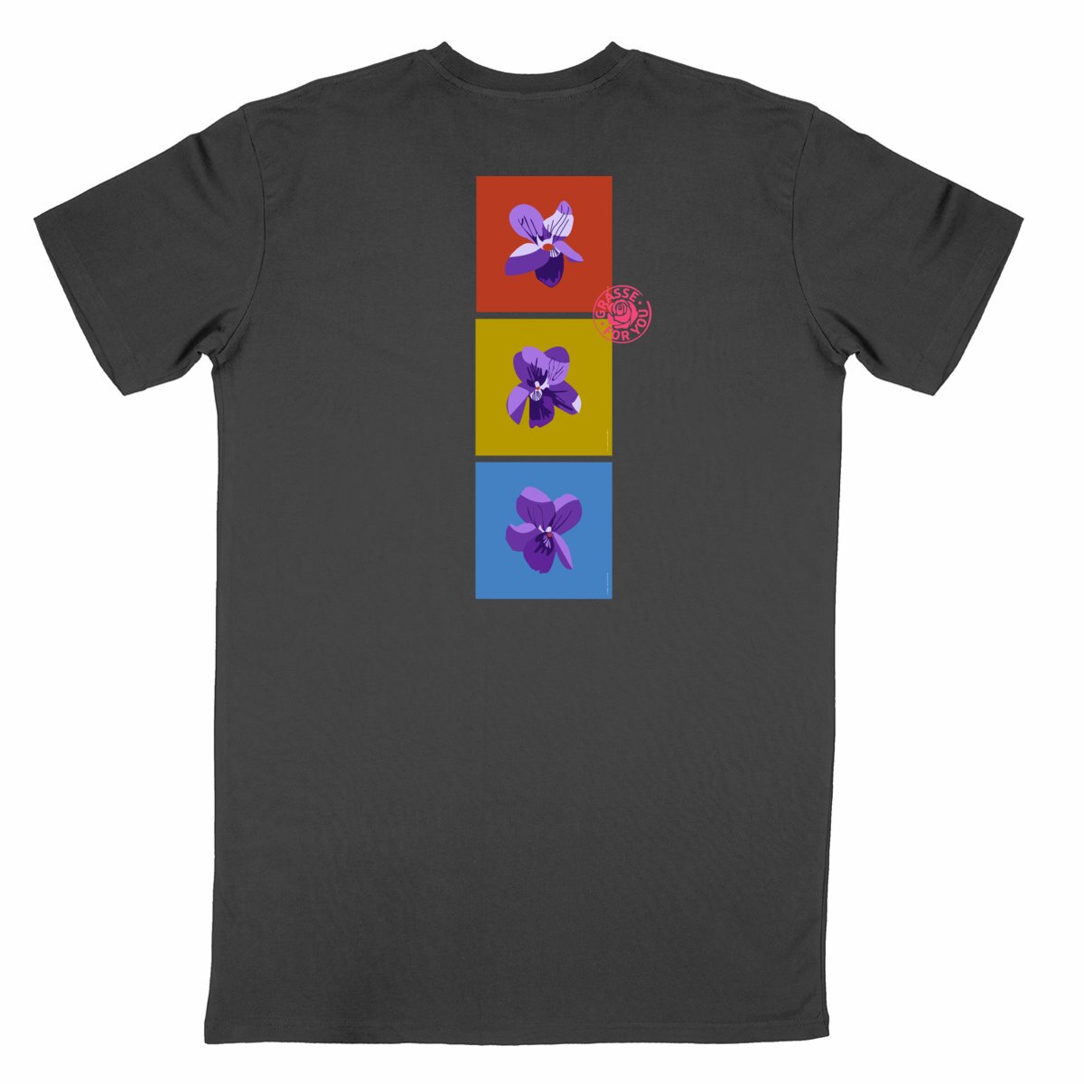 T-shirt Unisexe Classique les 3 violettes de Grasse R/V - dos_noir