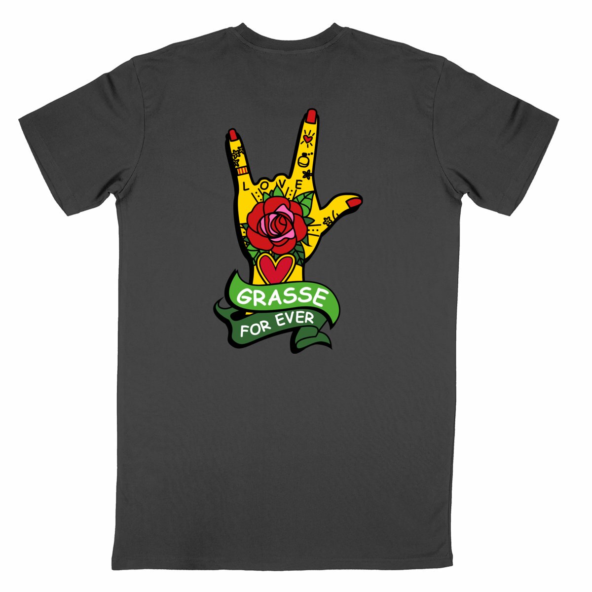 T-shirt Unisexe Classique Main Grasse for ever R/V - dos_noir