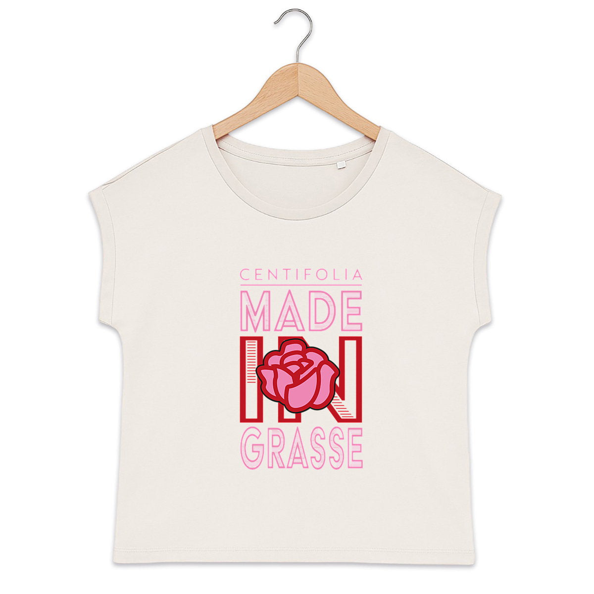 T-shirt femme manches à revers Centifolia made in Grasse - face_0
