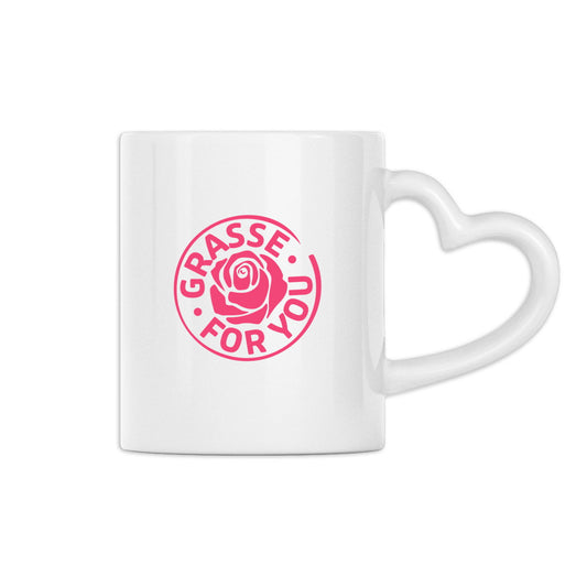 Mug à anse en forme de coeur Grasse for you rose - face_0