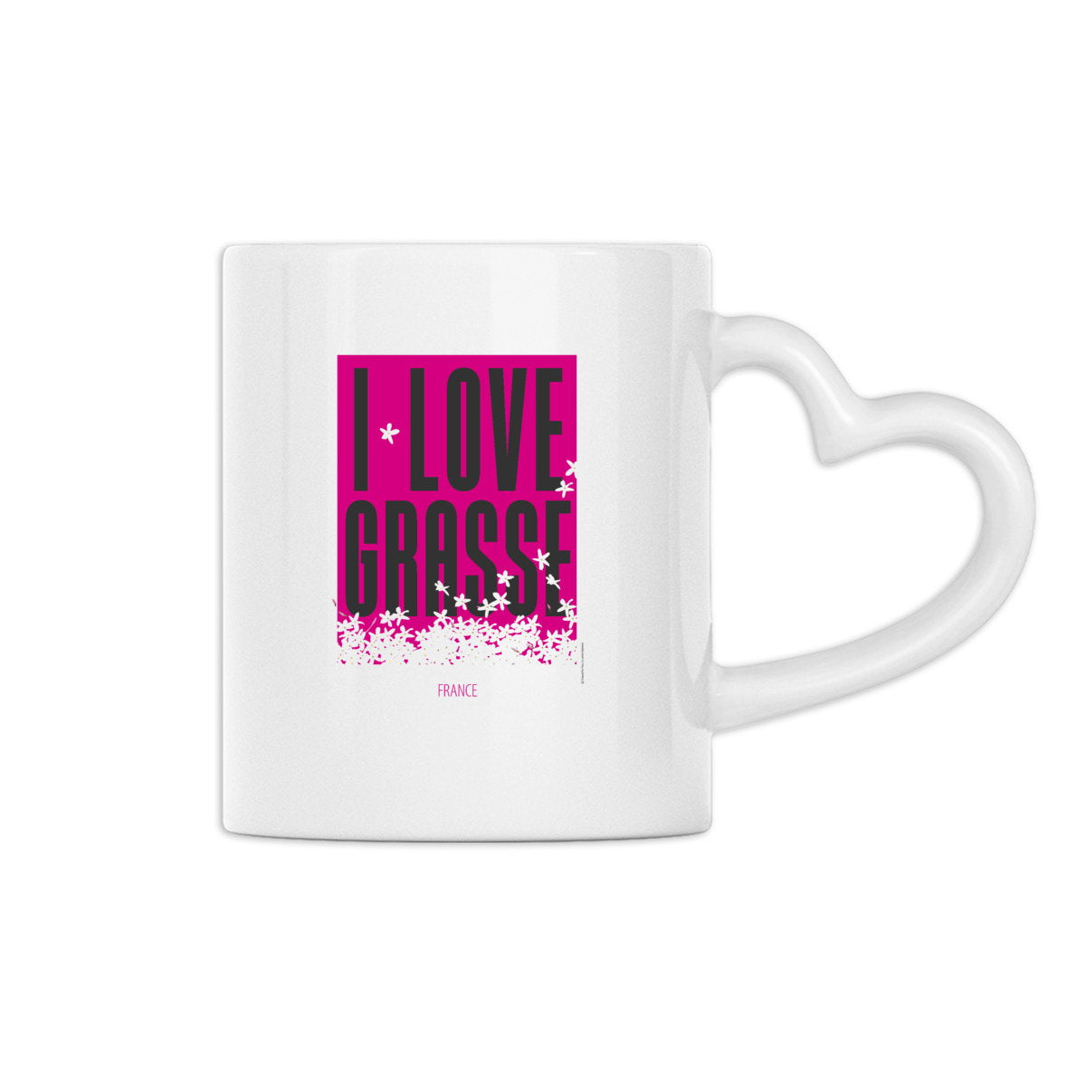 Mug à anse en forme de coeur I love Grasse - face_0
