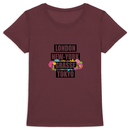 T-shirt Femme Epais London NY Grasse fleuri - face_0