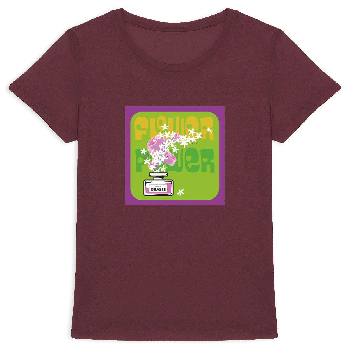 T-shirt Femme Epais Flower power mauve - face_0