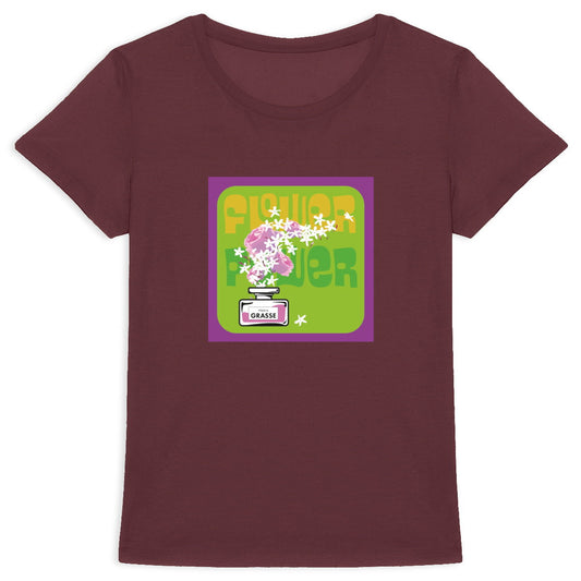 T-shirt Femme Epais Flower power mauve - face_0