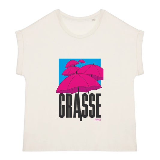 T-shirt femme manches à revers Grasse Parapluies - face_0