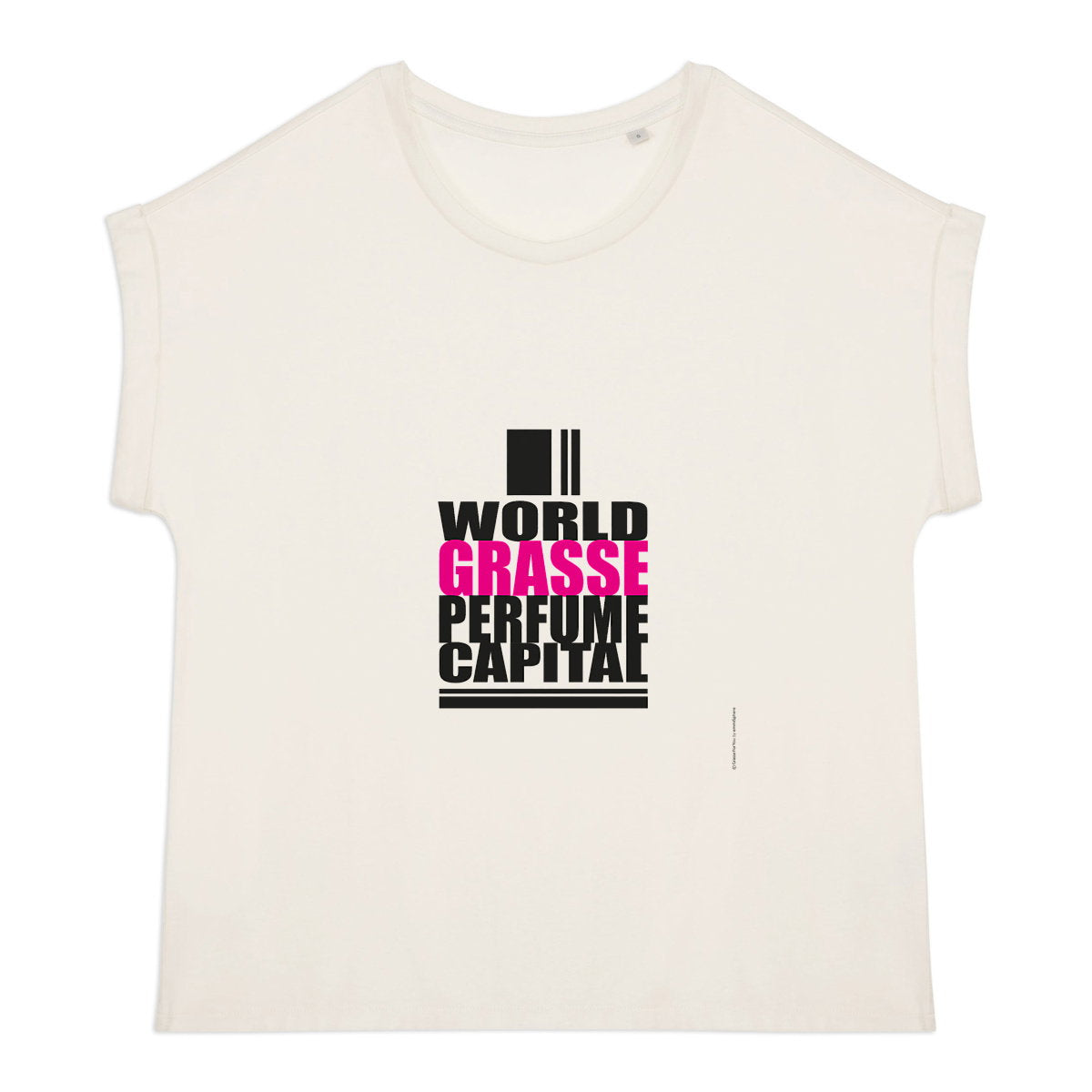 T-shirt femme manches à revers World Grasse perfume - face_0