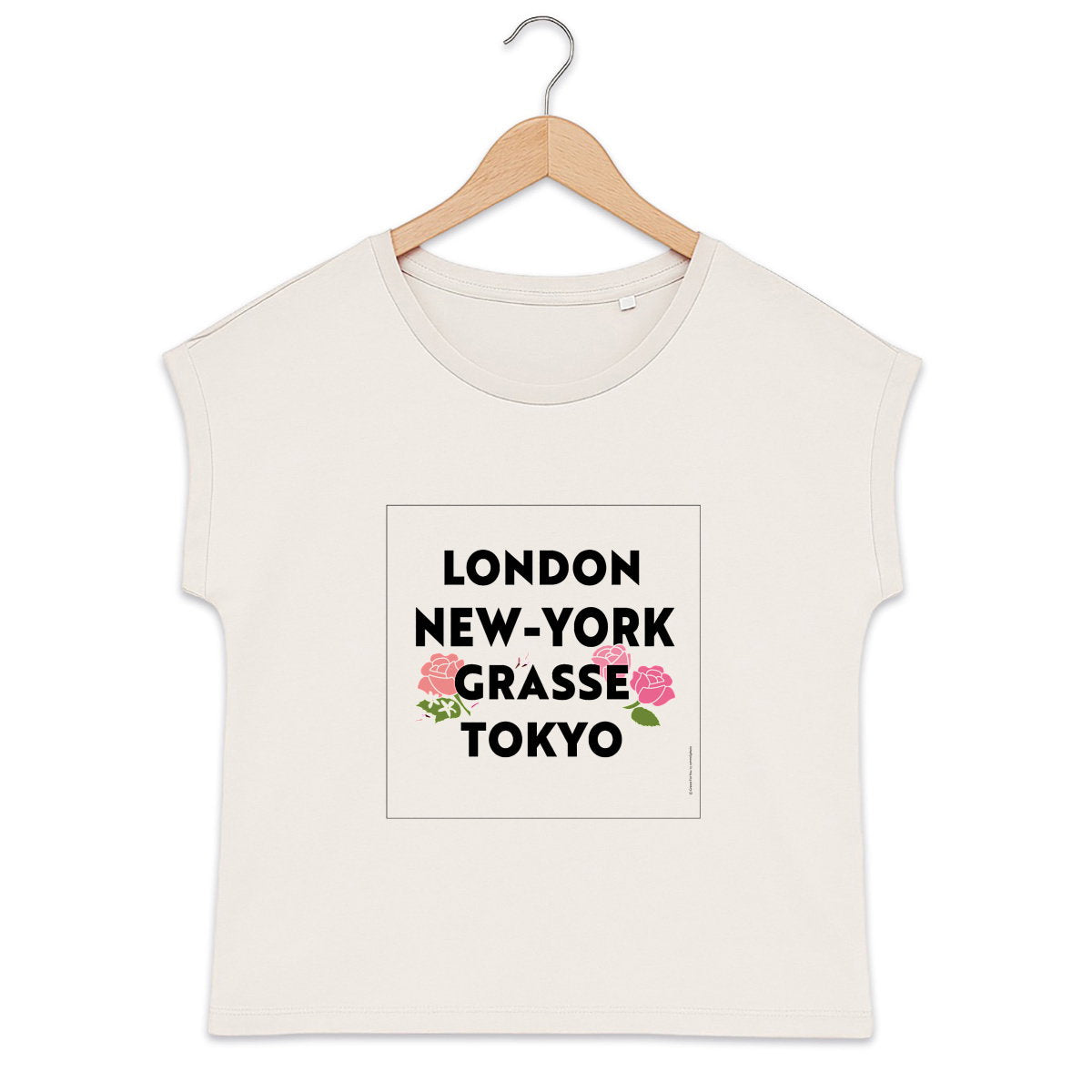 T-shirt femme manches à revers London Grasse fleuri - face_0