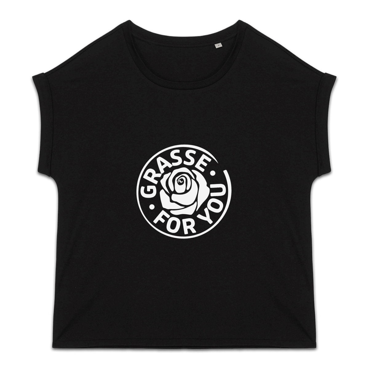 T-shirt femme manches à revers Grasse for you white - face_0
