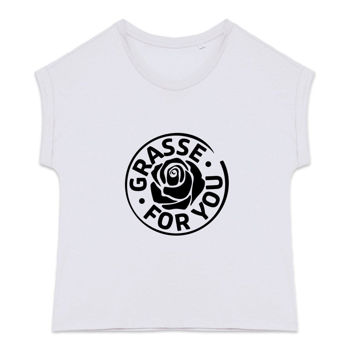 T-shirt femme manches à revers Grasse for you black - face_1