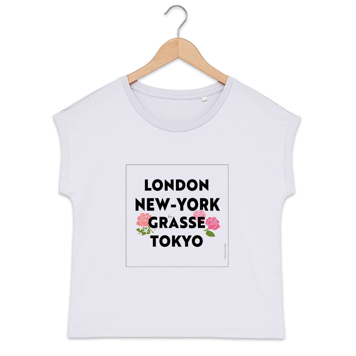 T-shirt femme manches à revers London Grasse fleuri - face_1