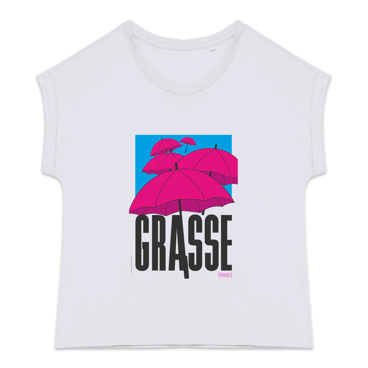 T-shirt femme manches à revers Grasse Parapluies - face_1
