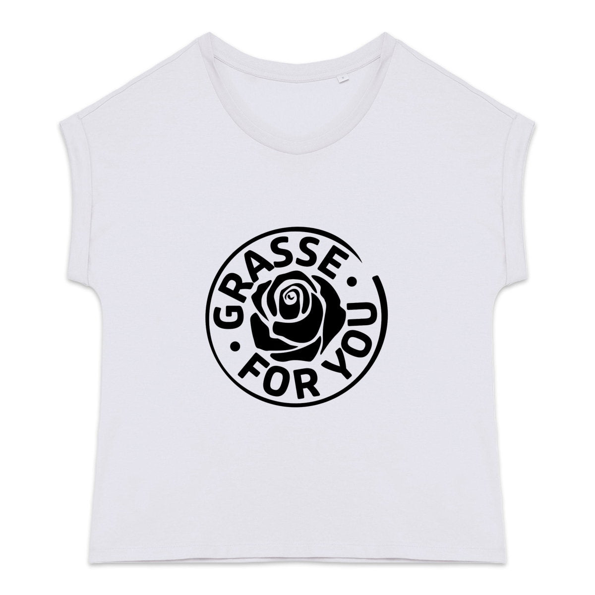 T-shirt femme manches à revers Grasse for you black - face_1