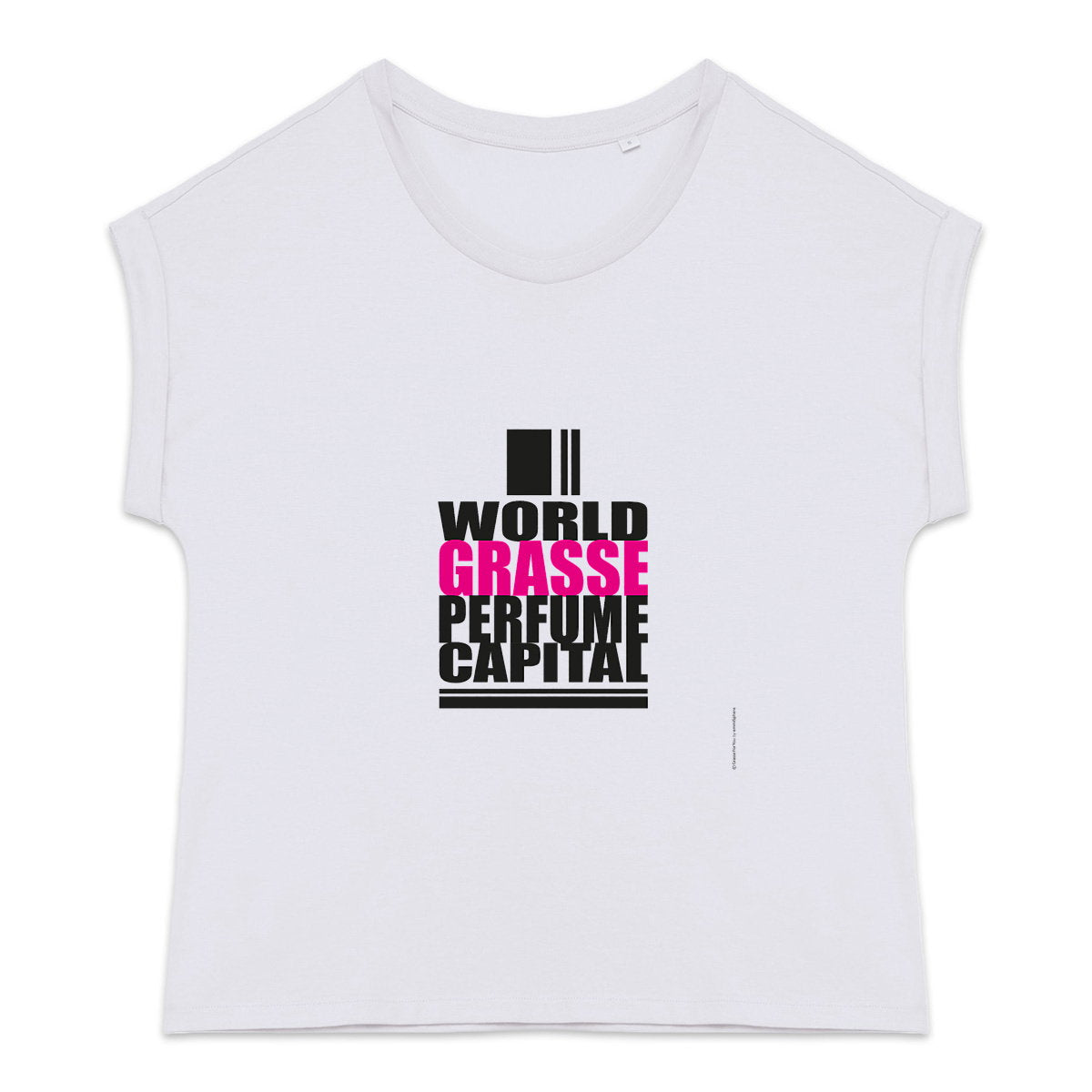 T-shirt femme manches à revers World Grasse perfume - face_1