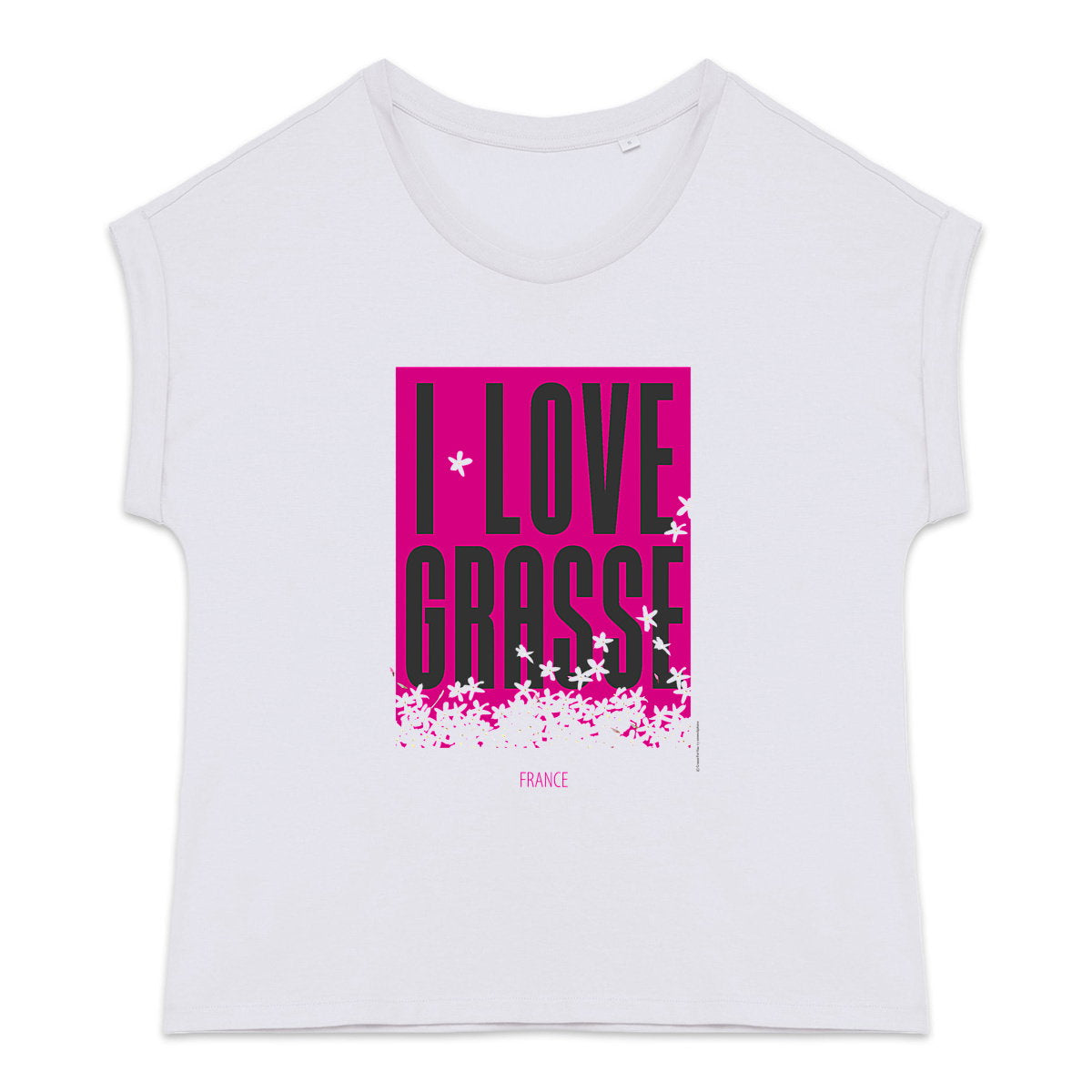 T-shirt femme manches à revers I love Grasse - face_1